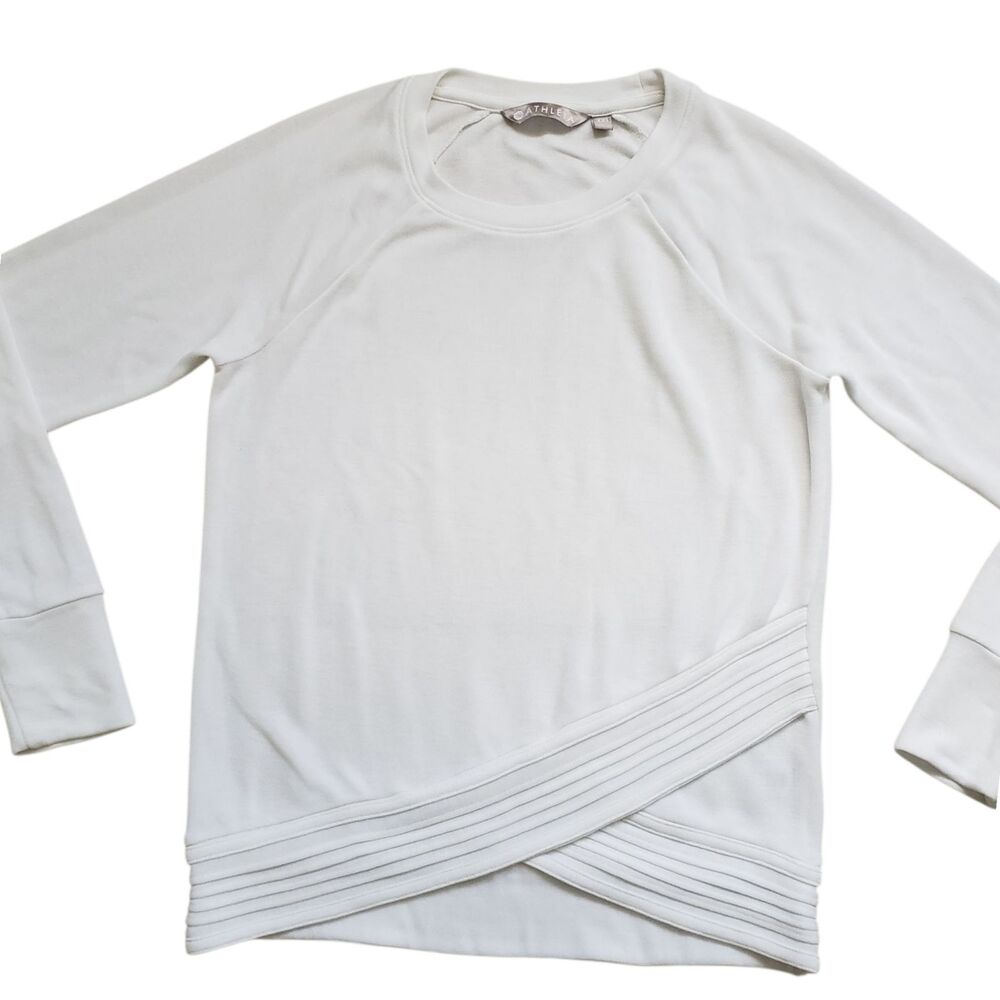 Athleta Serenity Criss Cross Sweatshirt Womens XXS White Modal Activewear - Picture 10 of 11